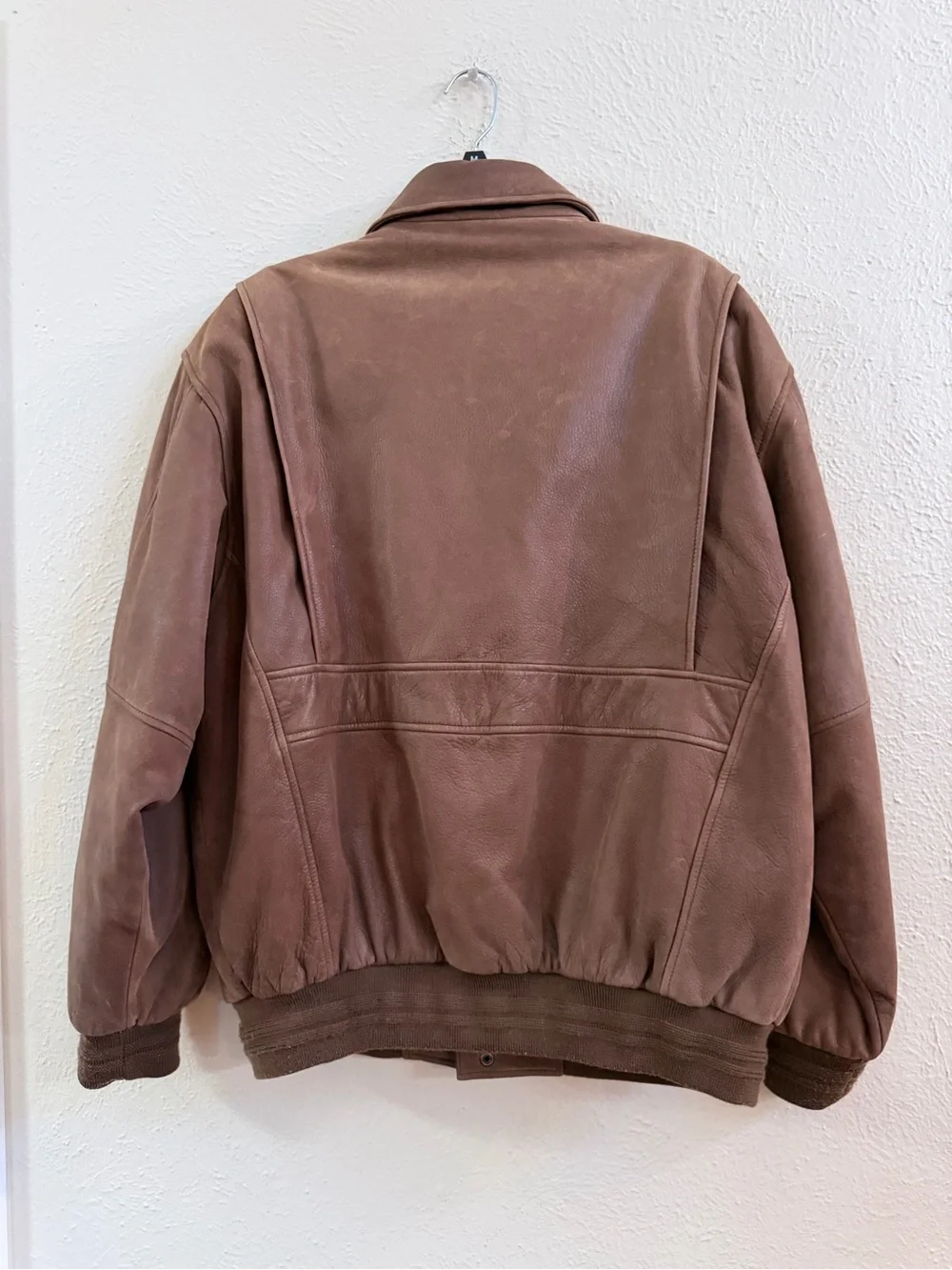 Roundtree Yorke brown leather aviator bomber jacket